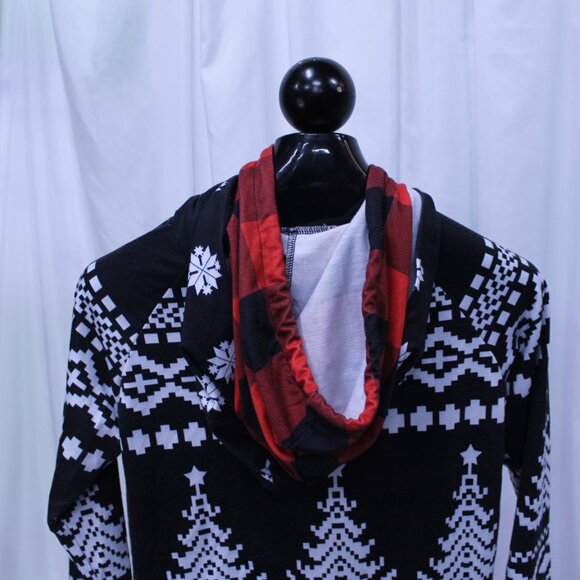 Festive Black and White Women's Hoodie - Picture 11 of 12